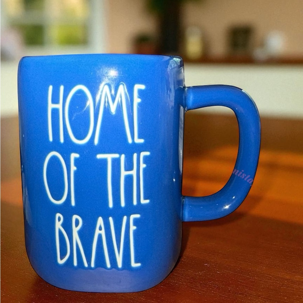 Rae Dunn Blue 'Home of the Brave' Mug